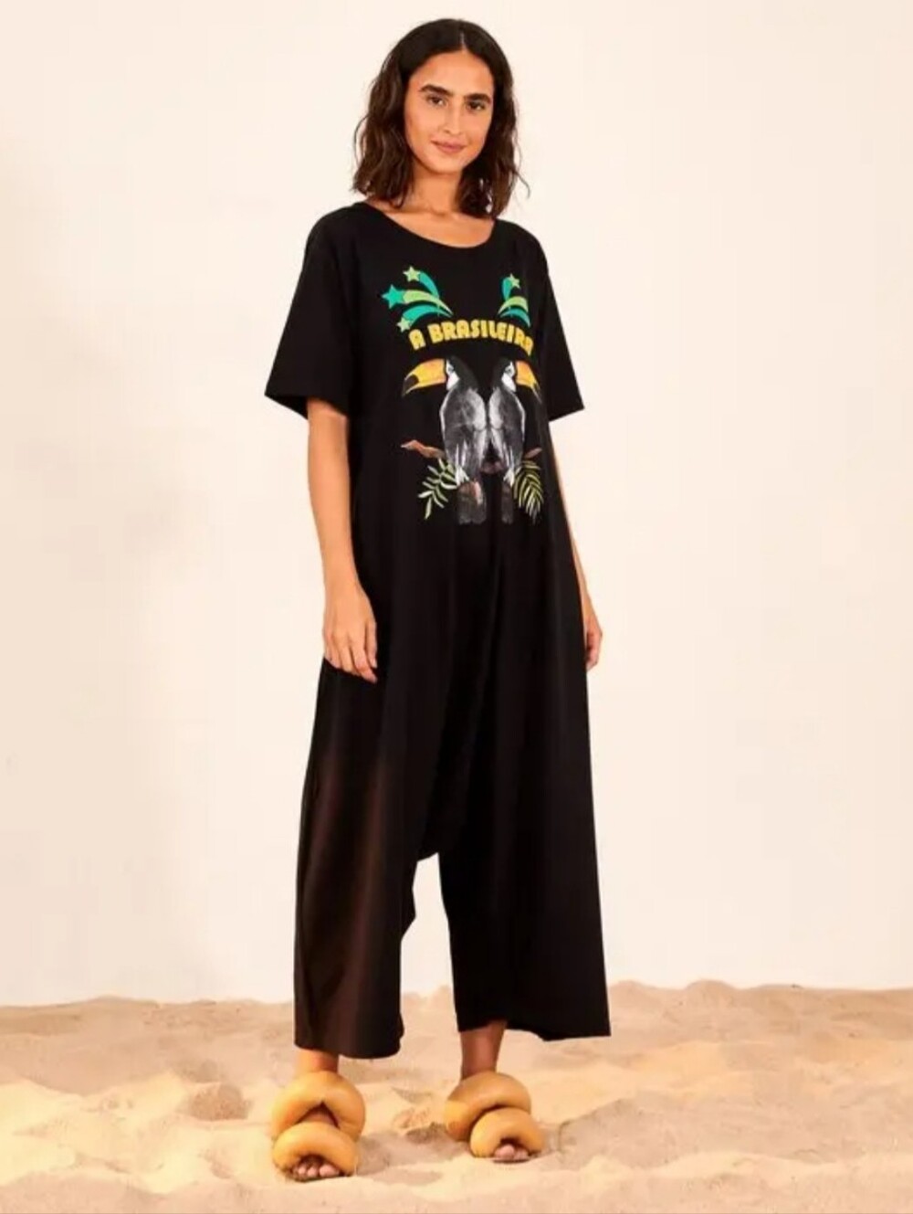 FARM Rio Black Graphic Jumpsuit with Green & Yellow Accents - Picture 16 of 16